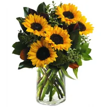 online 5 pieces sunflower in vase to philippines