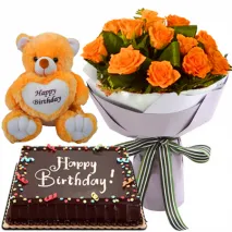 orange rose with cake bear chocolate to philippines