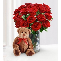 2 Dozen Red Roses w/ Bear Delivery To Philippines