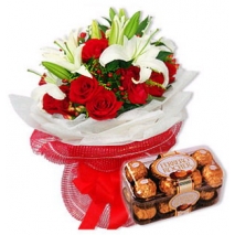 Roses & Lilies w/ Chocolate Delivery To Philippines