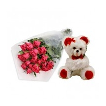 12 Roses With Bear Delivery To Philippines