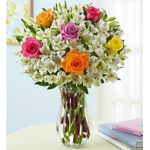 Assorted Rose & Peruvian Lily Vase Delivery To Philippines
