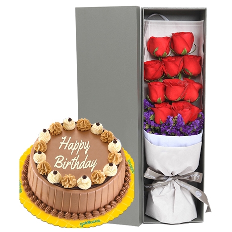 send roses box with triple delight cake philippines
