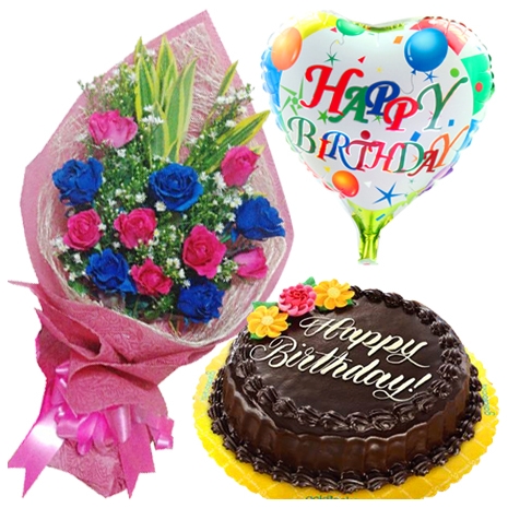 send roses bouquet with cake and balloon philippines