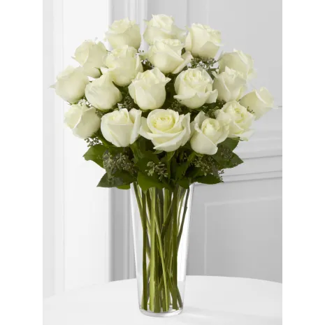 18 White Roses Send To Philippines