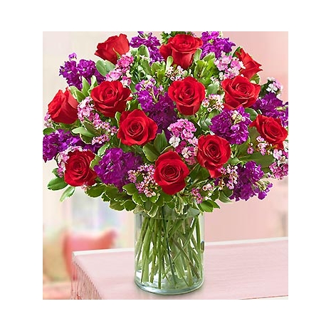 red roses and waxflower Delivery To Philippines