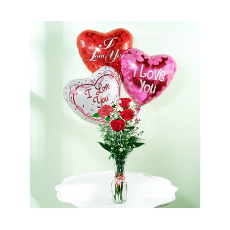 3pcs Roses w/ 3pcs Balloons Delivery To Philippines