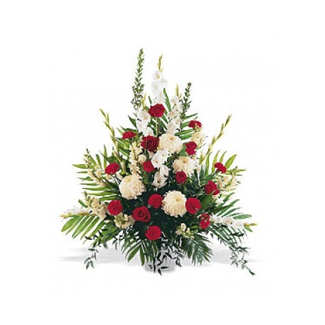Red and White Spray Arrangement Send To Philippines