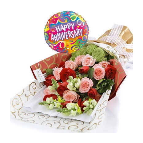 12 pink & red Roses with Balloon philippines