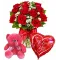 Roses Vase,Red Bear with Love U Balloon Send To Philippines